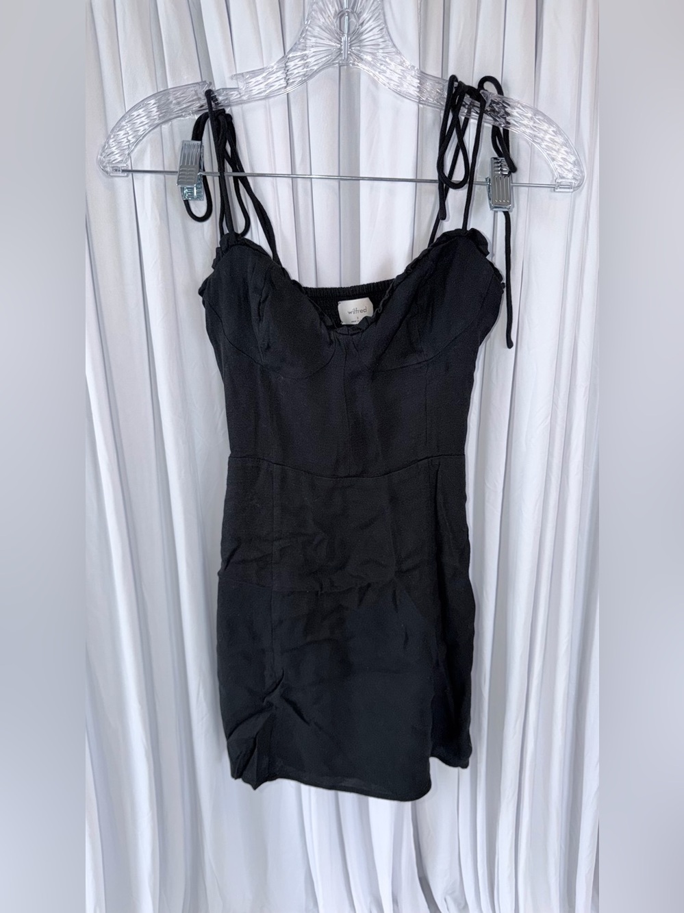 Wilfred Black Tie-Shoulder Mini Dress